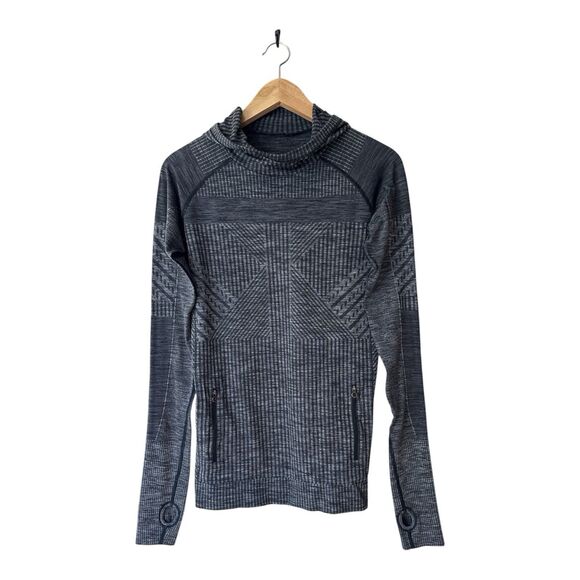 LULULEMON Womens Charcoal Multi Pattern Pullover Hooded Activewear Sweatshirt - Picture 9 of 11